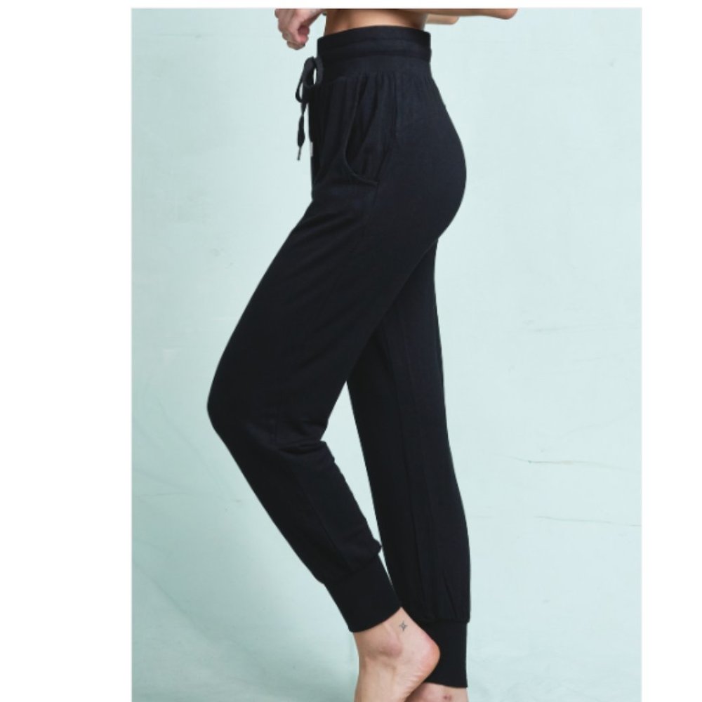 New High Waisted  Black Drawstring Joggers - Picture 5 of 5